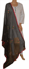 Load image into Gallery viewer, Sanskriti New Dupatta Long Scarf Chiffon Silk Black Hijab Embroidered Wrap Veil
