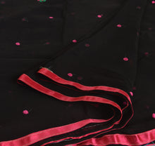 Load image into Gallery viewer, Sanskriti New Dupatta Long Scarf Chiffon Silk Black Hijab Embroidered Wrap Veil
