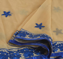 Load image into Gallery viewer, Sanskriti New Dupatta Long Scarf Chiffon Silk Cream Hijab Embroidered Wrap Veil

