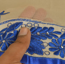 Load image into Gallery viewer, Sanskriti New Dupatta Long Scarf Chiffon Silk Cream Hijab Embroidered Wrap Veil
