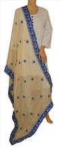 Load image into Gallery viewer, Sanskriti New Dupatta Long Scarf Chiffon Silk Cream Hijab Embroidered Wrap Veil
