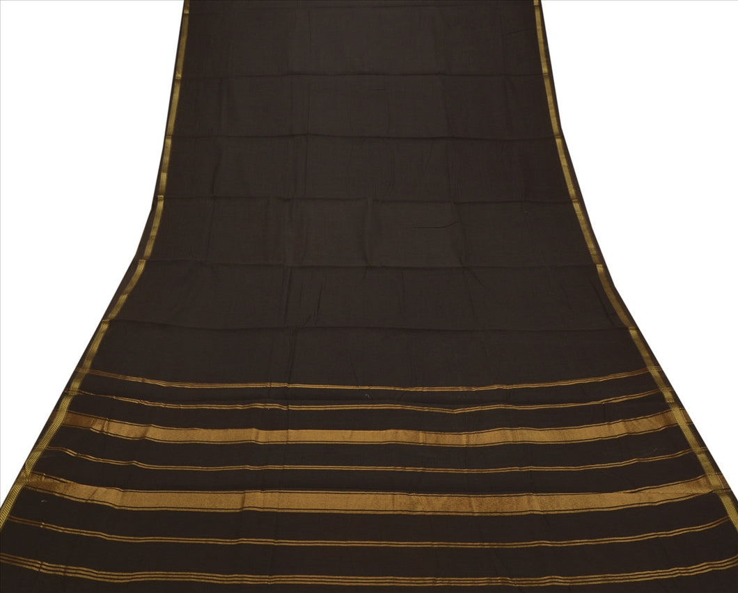 New Indian Saree Cotton Woven Black Craft Fabric Sari With Blouse Piece