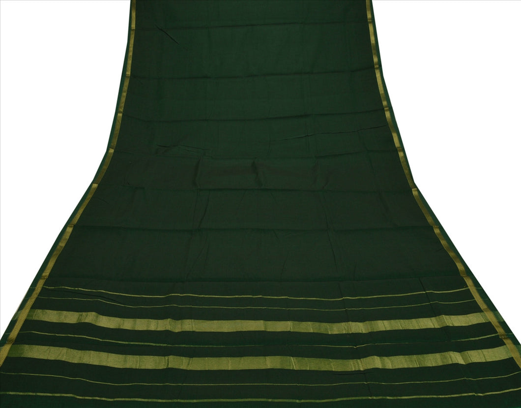 New Indian Saree Cotton Woven Green Craft Fabric Sari With Blouse Piece