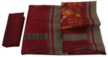 Load image into Gallery viewer, New Indian Saree Art Silk Embroidered Maroon Craft Fabric Sari With Blouse Piece
