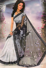 Load image into Gallery viewer, New Indian Saree Embroidered Woven White Craft Fabric Sari With Blouse Piece

