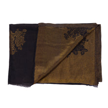 Load image into Gallery viewer, Sanskriti New Black Fine Wool Moonlight (Zari) Shawl Woven Work Long Stole Scarf
