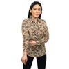 Sanskriti Vintage 100% Pure Cotton Casual Hand Block Printed Beige Floral Full Sleeve Shirt