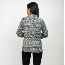 Load image into Gallery viewer, Sanskriti 100% Pure Cotton Hand Block Paisley Print Blazer Collar Full Sleeve Shirt
