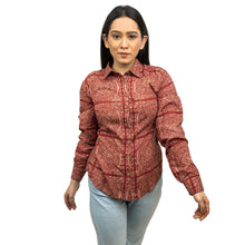Load image into Gallery viewer, Sanskriti Dark Red Printed Cotton Modal Floral Casual Full Sleeves Shirts
