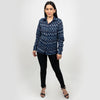 Sanskriti Vintage Dark Blue Pure Cotton Hand Woven Ikat Work Casual Full Sleeves Shirt