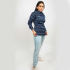 Sanskriti Vintage Dark Blue Pure Cotton Hand Woven Ikat Work Casual Full Sleeves Shirt