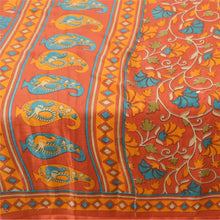 Load image into Gallery viewer, Sanskriti Vintage Brick Red Sarees Moss Crepe Printed Sari 5YD Soft Craft Fabric
