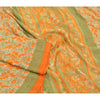 Sanskriti Vintage Orange Indian Sarees Moss Crepe Printed Sari 5YD Craft Sustainable Fabric