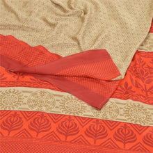Load image into Gallery viewer, Sanskriti Vintage Beige Indian Sarees Moss Crepe Printed Sari Soft Craft Fabric
