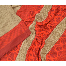 Load image into Gallery viewer, Sanskriti Vintage Beige Indian Sarees Moss Crepe Printed Sari Soft Craft Fabric
