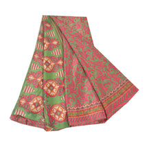 Load image into Gallery viewer, Sanskriti Vintage Red Indian Sarees Moss Crepe Printed Floral Sari 5YD Fabric
