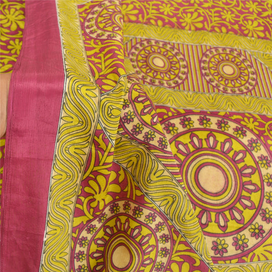 Sanskriti Vintage Purple Sarees Moss Crepe Printed Sari 5YD Craft Sustainable Fabric