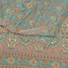 Load image into Gallery viewer, Sanskriti Vintage Blue Indian Sarees Moss Crepe Printed Sari 5YD Craft Fabric
