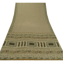 Load image into Gallery viewer, Sanskriti Vintage Cream Sarees Moss Crepe Printed Sari Decor 5 Yard Craft Fabric
