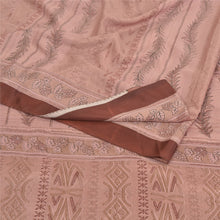Load image into Gallery viewer, Sanskriti Vintage Peach Sarees Moss Crepe Printed Sari Floral Soft Craft Fabric
