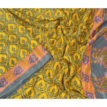 Load image into Gallery viewer, Sanskriti Vintage Yellow Sarees Moss Crepe Floral Printed Sari Soft Craft Fabric
