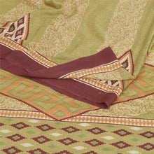 Load image into Gallery viewer, Sanskriti Vintage Green Sarees Moss Crepe Printed Sari Decor Floral Craft Fabric
