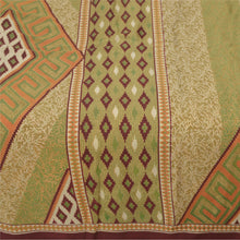 Load image into Gallery viewer, Sanskriti Vintage Green Sarees Moss Crepe Printed Sari Decor Floral Craft Fabric
