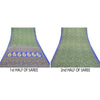 Sanskriti Vintage Indian Green Sarees Moss Crepe Printed Sari Sewing 5YD Sustainable Fabric