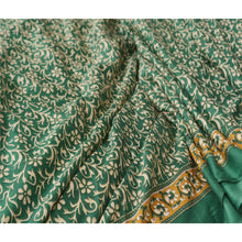 Load image into Gallery viewer, Sanskriti Vintage Green Sarees Moss Crepe Floral Printed Sari 5YD Craft Fabric
