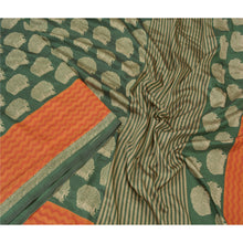 Load image into Gallery viewer, Sanskriti Vintage Green Indian Sarees Moss Crepe Printed Sari Soft Craft Fabric
