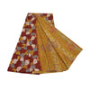 Sanskriti Vintage Mustard Sarees Moss Crepe Floral Printed Craft Sustainable Fabric Sari