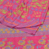 Sanskriti Vintage Pink Sarees Moss Crepe Floral Printed Craft Sustainable Fabric 5 Yard Sari
