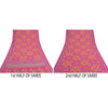 Sanskriti Vintage Pink Sarees Moss Crepe Floral Printed Craft Sustainable Fabric 5 Yard Sari