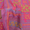 Sanskriti Vintage Pink Sarees Moss Crepe Floral Printed Craft Sustainable Fabric 5 Yard Sari