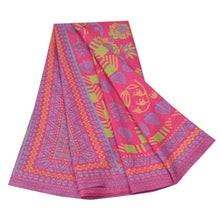 Load image into Gallery viewer, Sanskriti Vintage Pink Sarees Moss Crepe Floral Printed Craft Fabric 5 Yard Sari
