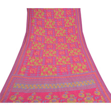Load image into Gallery viewer, Sanskriti Vintage Pink Sarees Moss Crepe Floral Printed Craft Fabric 5 Yard Sari
