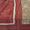 Sanskriti Vintage Pale Cream Saree Moss Crepe Floral Printed Craft Sustainable Fabric Sari