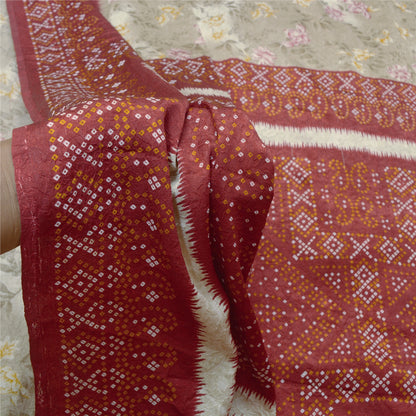 Sanskriti Vintage Pale Cream Saree Moss Crepe Floral Printed Craft Sustainable Fabric Sari