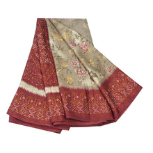 Load image into Gallery viewer, Sanskriti Vintage Pale Cream Saree Moss Crepe Floral Printed Craft Fabric Sari

