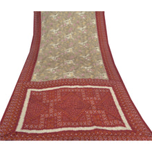 Load image into Gallery viewer, Sanskriti Vintage Pale Cream Saree Moss Crepe Floral Printed Craft Fabric Sari
