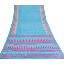 Load image into Gallery viewer, Sanskriti Vintage Blue Sarees Moss Crepe Geometric Printed Craft Fabric Sari
