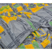 Load image into Gallery viewer, Sanskriti Vintage Gray Sarees Moss Crepe Printed Sari Decor 5yd Craft Fabric

