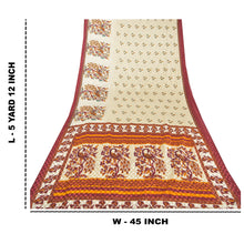 Load image into Gallery viewer, Sanskriti Vintage Cream Sarees Moss Crepe Floral Printed Craft Fabric Sari
