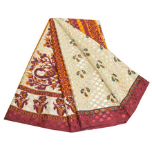 Load image into Gallery viewer, Sanskriti Vintage Cream Sarees Moss Crepe Floral Printed Craft Fabric Sari
