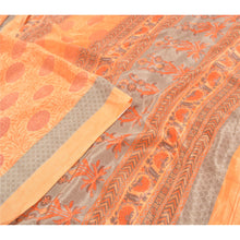Load image into Gallery viewer, Sanskriti Vintage Orange Sarees Moss Crepe Floral Printed Craft Fabric Sari
