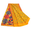 Sanskriti Vintage Yellow Sarees Moss Crepe Floral Printed Craft Sustainable Fabric Sari