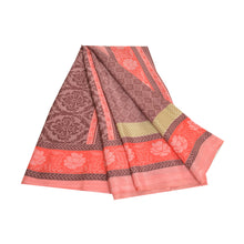 Load image into Gallery viewer, Sanskriti Vintage Brown Sarees Indian Moss Crepe Printed Sari Soft Craft Fabric
