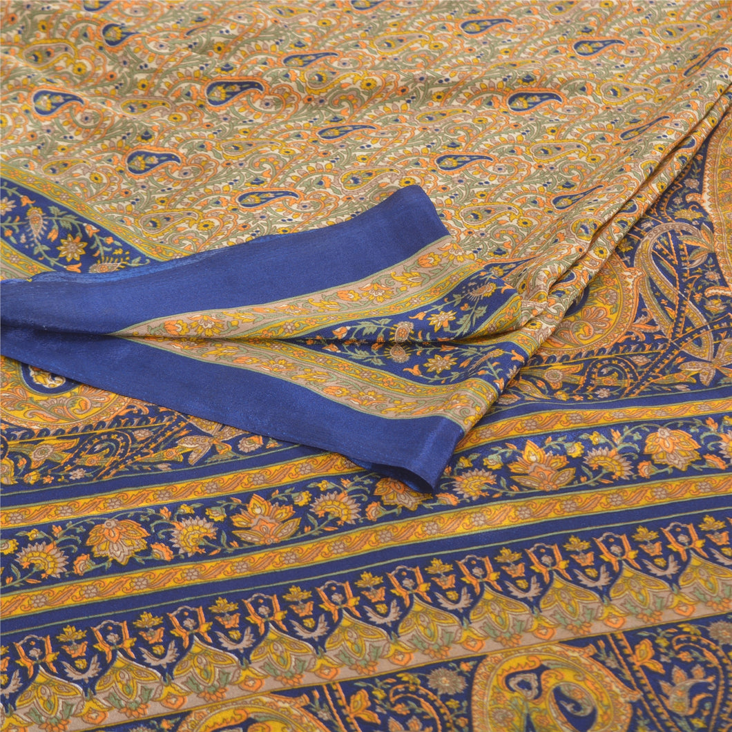 Sanskriti Vintage Multi Sarees Moss Crepe Printed Sari Soft Floral Craft Fabric