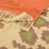 Sanskriti Vintage Kasuti Printed Orange Sarees Moss Crepe Sari Soft Craft Sustainable Fabric