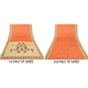 Sanskriti Vintage Kasuti Printed Orange Sarees Moss Crepe Sari Soft Craft Sustainable Fabric